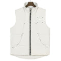 Moose Knuckles Puffer Vest in White with Tonal Logo and Stud Details