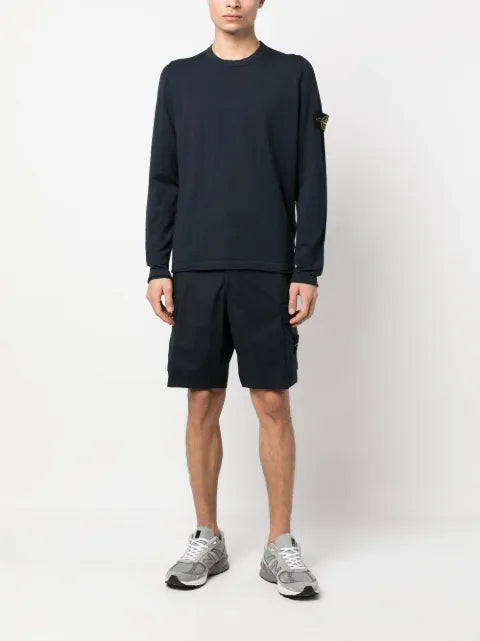 Stone Island 5100052 organic cotton and nylon crew-neck jumper with small roll finishes