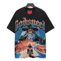 Godspeed Wizard & Skeleton Biker Vintage Wash Short‑Sleeve Tee (Washed Black)