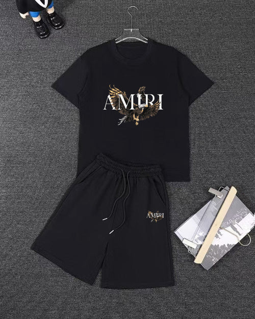 AMIRI Eagle Graphic Short‑Sleeve Tee & Drawstring Shorts Set