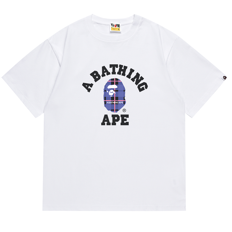 BAPE Check College Ape Head Men's T-Shirt - Black