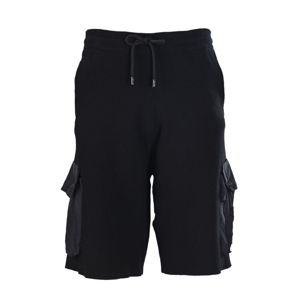 Embossed Patch Dual-Pocket Drawstring Cargo Shorts