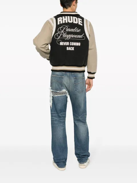 RHUDE logo-embroidered canvas bomber jacket