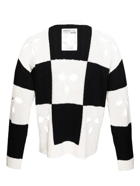 Mostly Heard Rarely Seen checked cut-out wool jumper