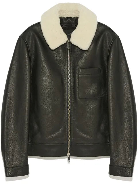 Yves Salomon shearling collar leather jacket