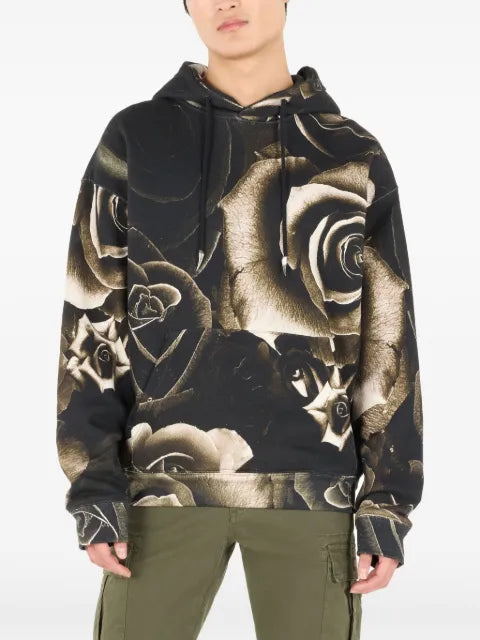 Roberto Cavalli rose-print hoodie
