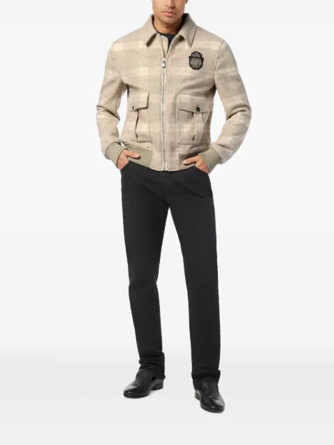 Billionaire check-crest bomber jacket