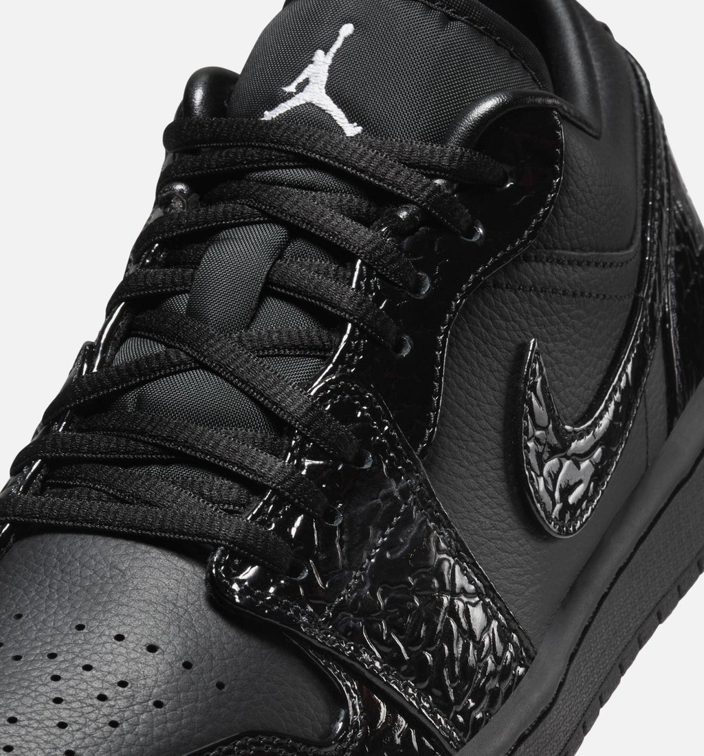 Air Jordan 1 Low 'Patent Elephant' Women's Shoes - Black / White / Metallic Silver