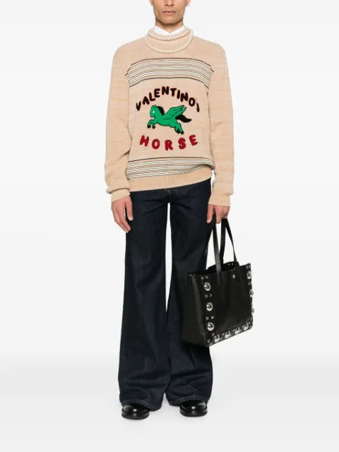 Valentino Garavani wool and cotton sweater with horse patch