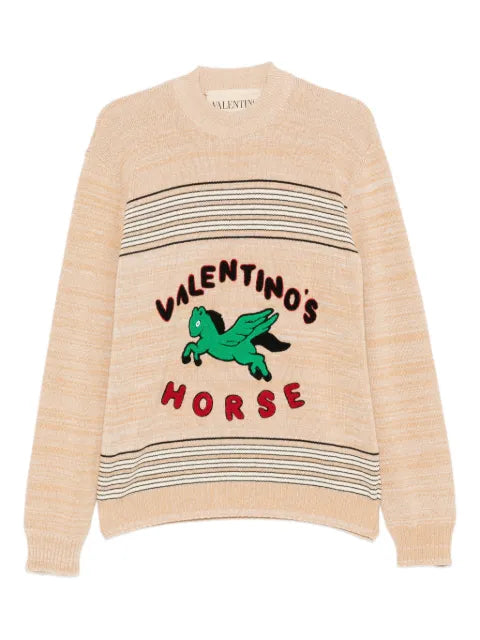 Valentino Garavani wool and cotton sweater with horse patch