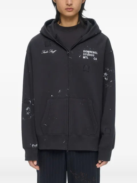 DOMREBEL Staff paint-splatter zip hoodie