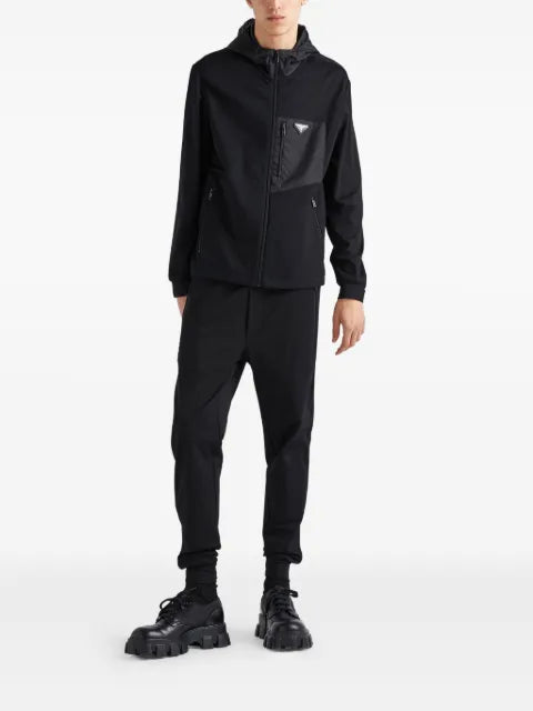 Prada logo-plaque zip-up hoodie