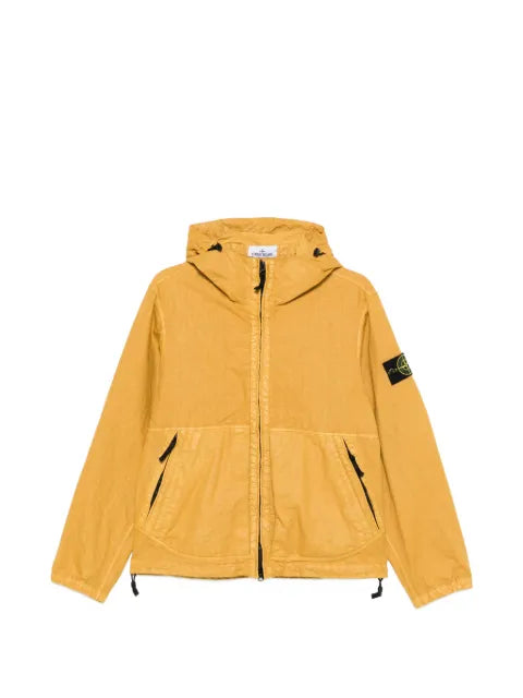 Stone Island 4100053 organic-look nylon panama-TC hooded jacket with high-neck zip