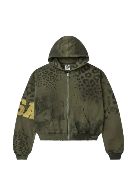 Vale animal-print zip-up hoodie