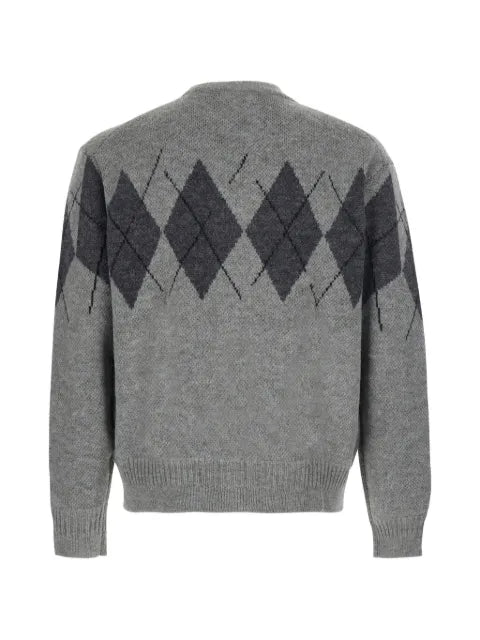 COOR argyle-pattern zip-up sweater