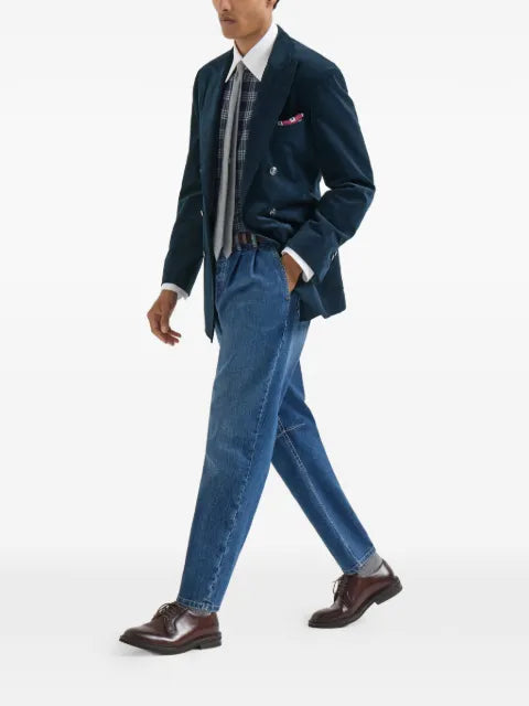 Brunello Cucinelli Sea Island cotton narrow-wale corduroy one-and-a-half breasted deconstructed blazer with patch pockets