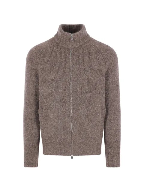 Brunello Cucinelli cashmere and silk high-neck cardigan with zipper