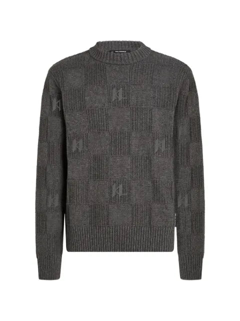 Karl Lagerfeld monogram checked knitted sweater