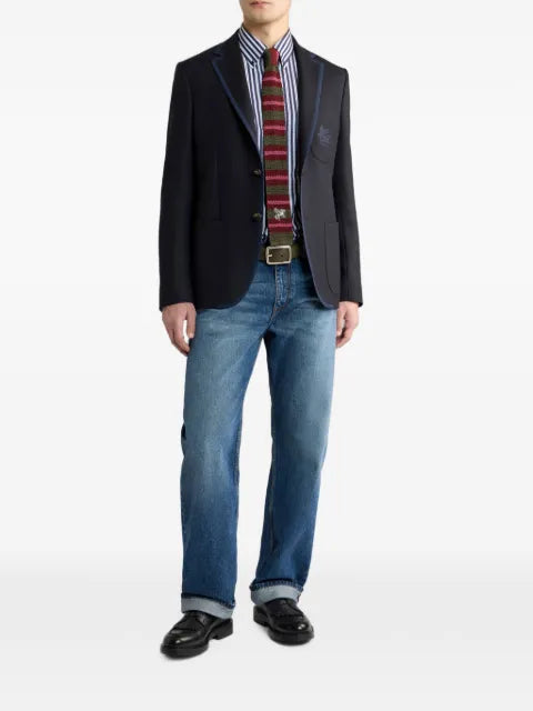 ETRO single-breasted wool jacket with Pegaso logo