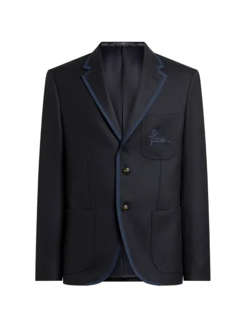 ETRO single-breasted wool jacket with Pegaso logo