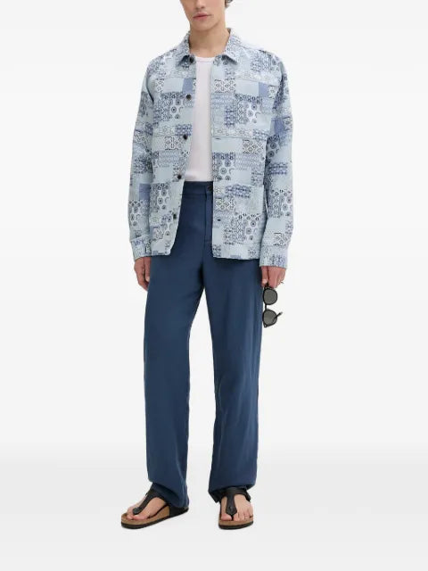 Les Deux patchwork-pattern button-down jacket