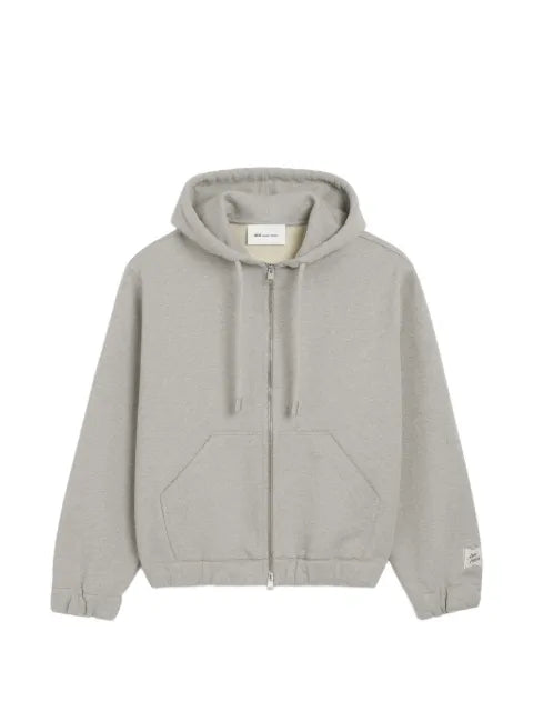 AMI Paris Zipped cotton hoodie with heritage Ami Paris label