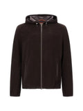 Herno Resort hooded suede-leather jacket