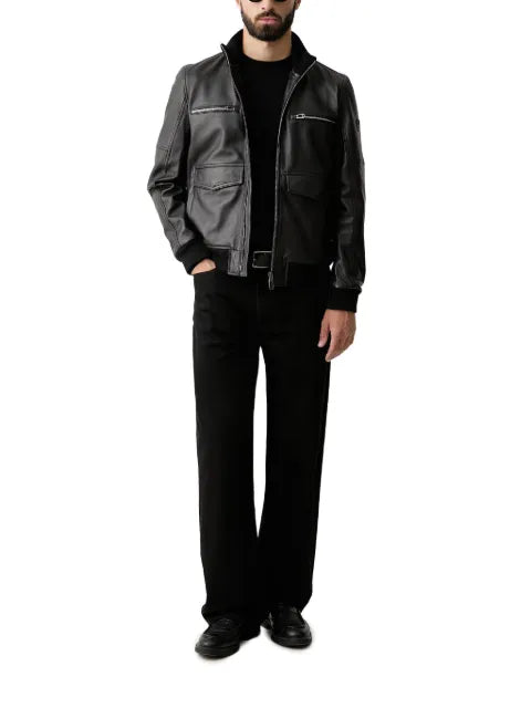 Joop! calf leather panelled jacket