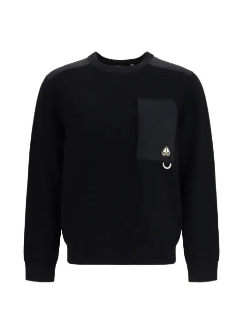 Moose Knuckles logo-plaque chest-pocket sweater