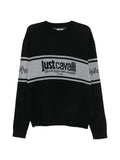 Just Cavalli logo-intarsia striped sweater