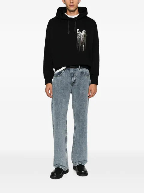Emporio Armani logo-embroidered drawstring hoodie