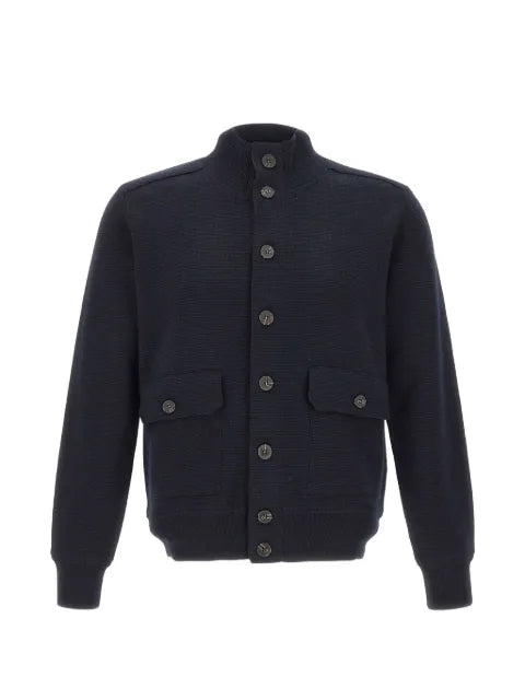 Kangra high-neck buttoned cardigan