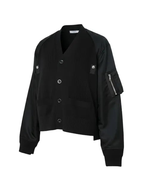 sacai panelled knit cardigan