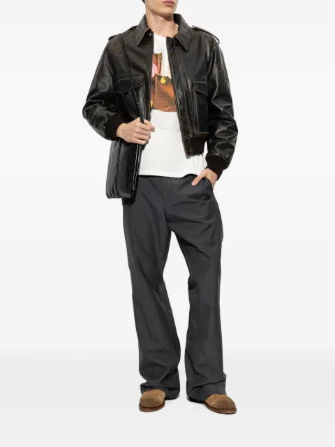 Jil Sander distressed leather jacket