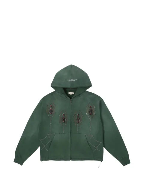 BLDG4 Lotus Temple studded zip-up hoodie