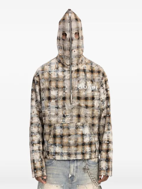 GUAPI Skeleton plaid-print hoodie