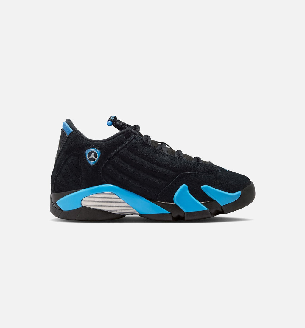Air Jordan 14 Retro Black and University Blue Big Kids' Sneakers - Black/White/University Blue