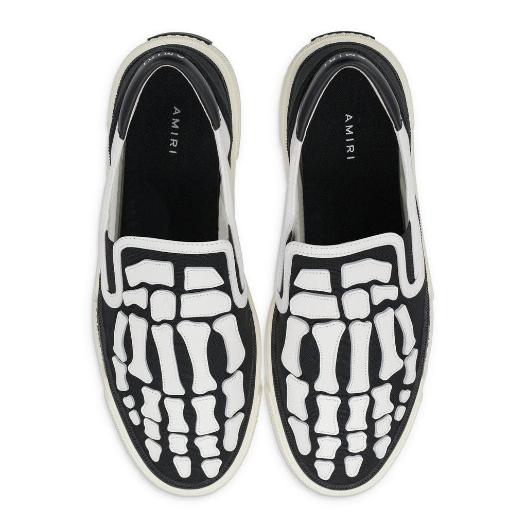 White/Black Skel Top Slip On Sneakers