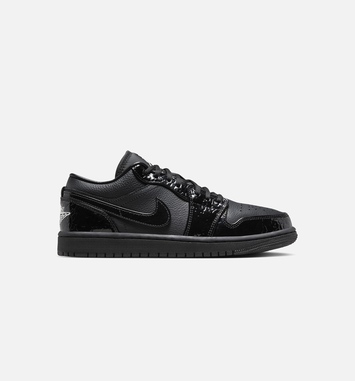 Air Jordan 1 Low 'Patent Elephant' Women's Shoes - Black / White / Metallic Silver