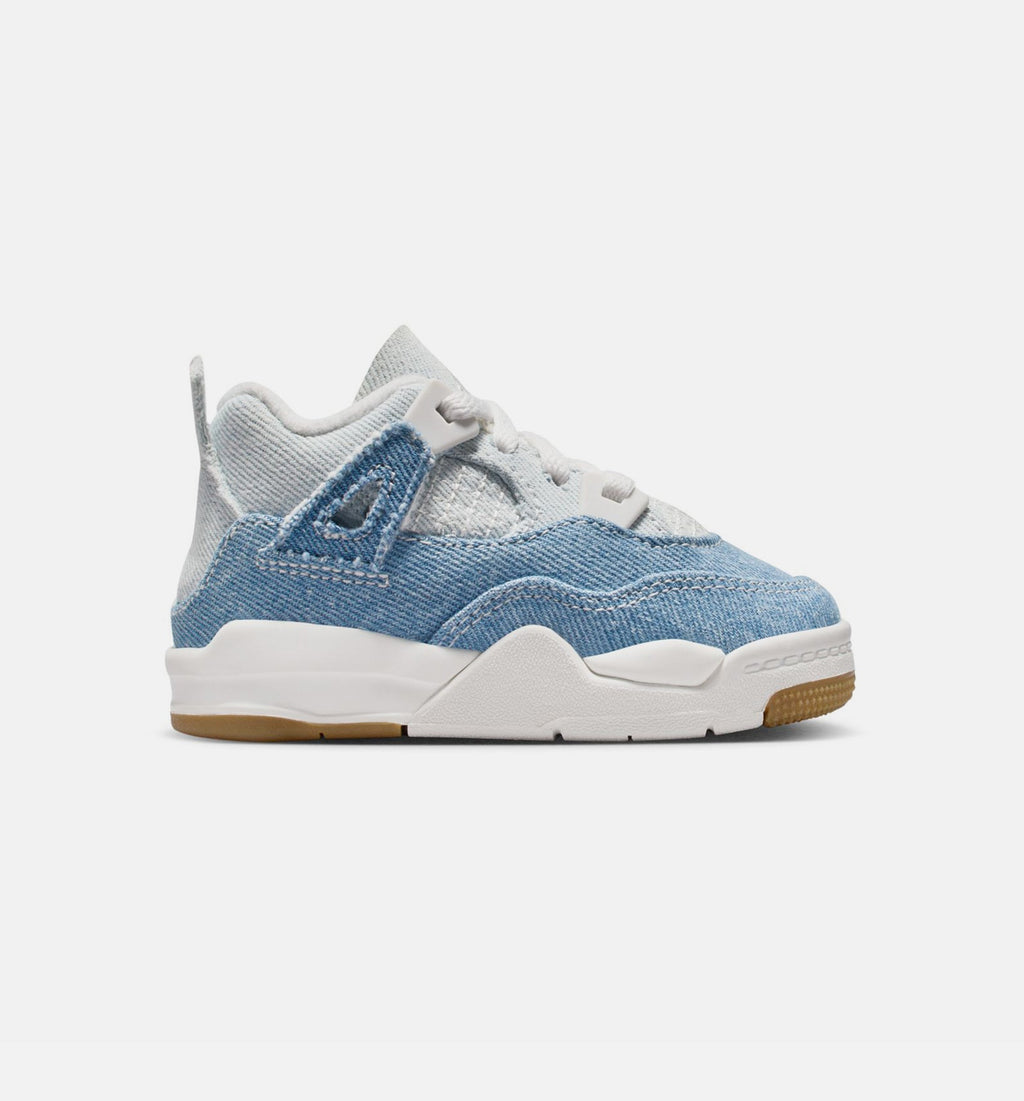 Air Jordan 4 Retro Worn Blue Baby & Toddler Sneakers - Sail / Worn Blue / Metallic Gold