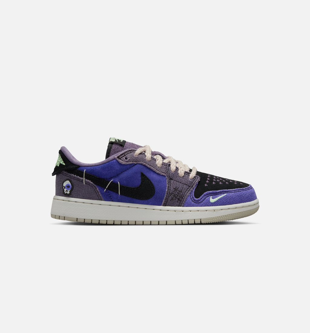 Air Jordan 1 Low OG | Big Kids' Lifestyle Shoe | Regency Purple/Steam Green/Black/Dark Raisin/Sunrise/Light Silver