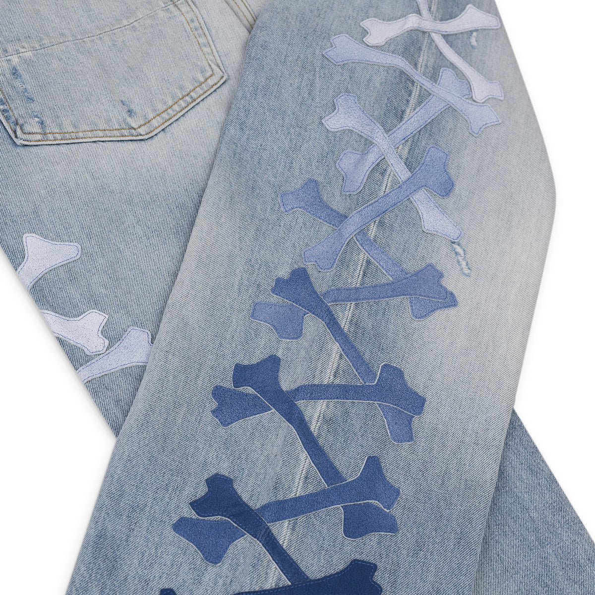 Stone Indigo/Blue Gradient Bones Straight Jeans