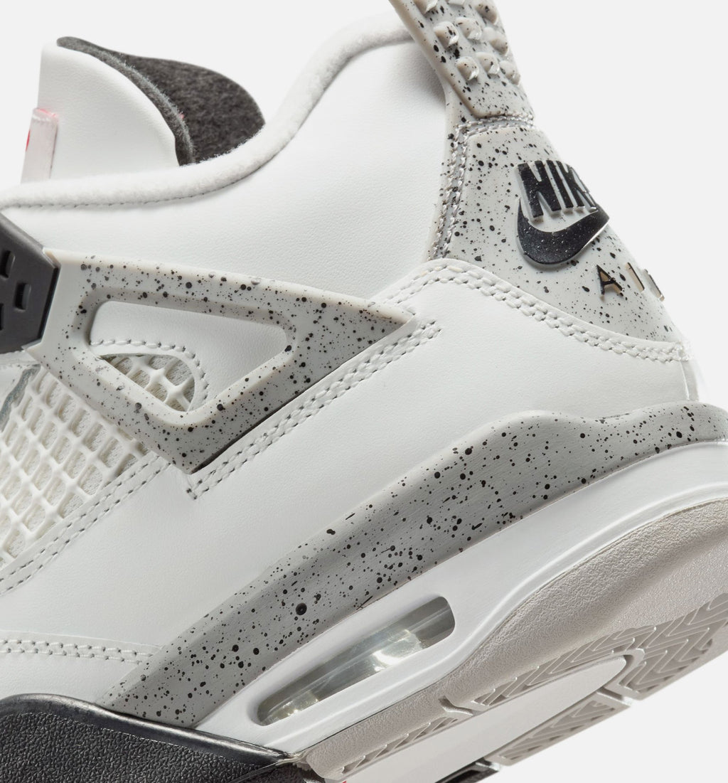 Air Jordan 4 Retro 'White Cement' Grade School - Summit White/Fire Red/Cement Grey/Black