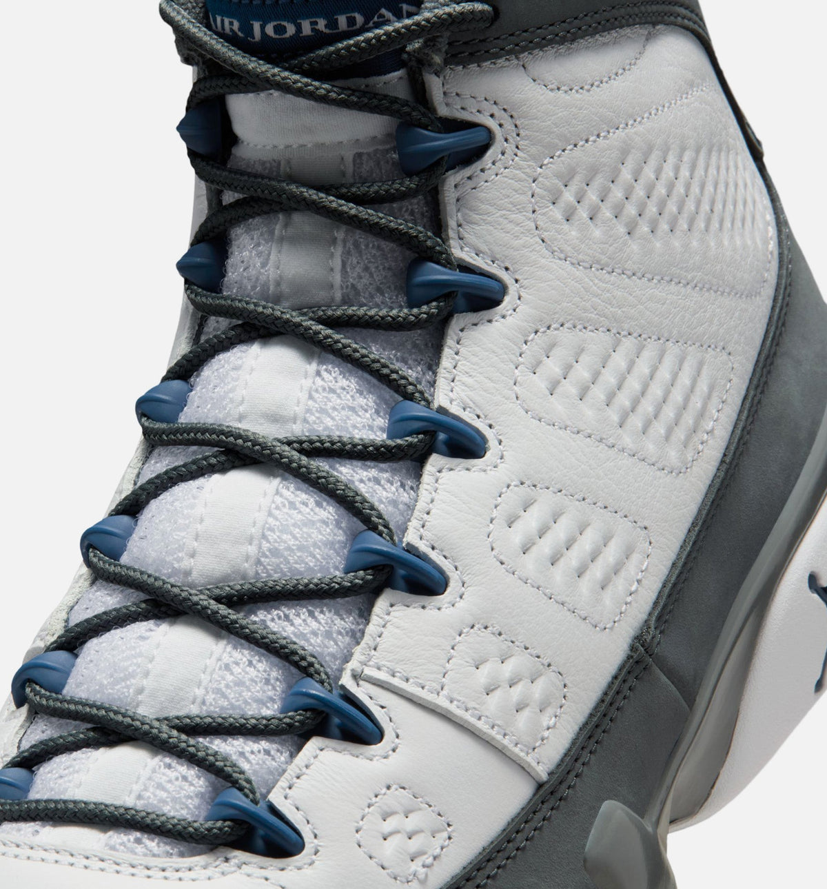 Air Jordan 9 Retro Flint Grey and French Blue Men's Lifestyle Shoes - White/French Blue/Flint Grey