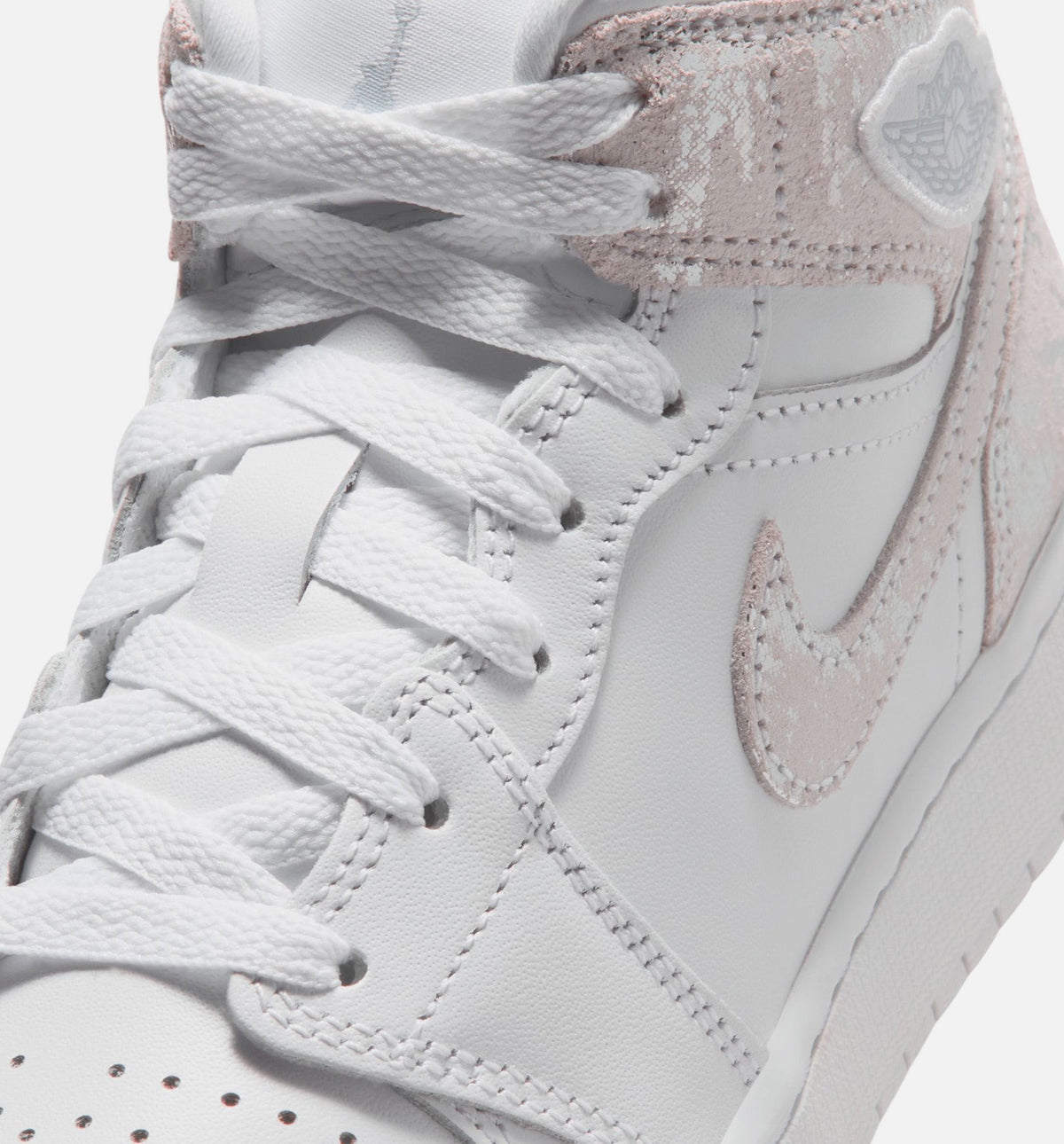 Air Jordan 1 Mid SE Grade School Sneakers - White / Silver