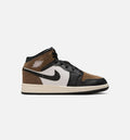 Air Jordan 1 Mid Grade School Sneakers - Black / Phantom / Light Brown / University Red