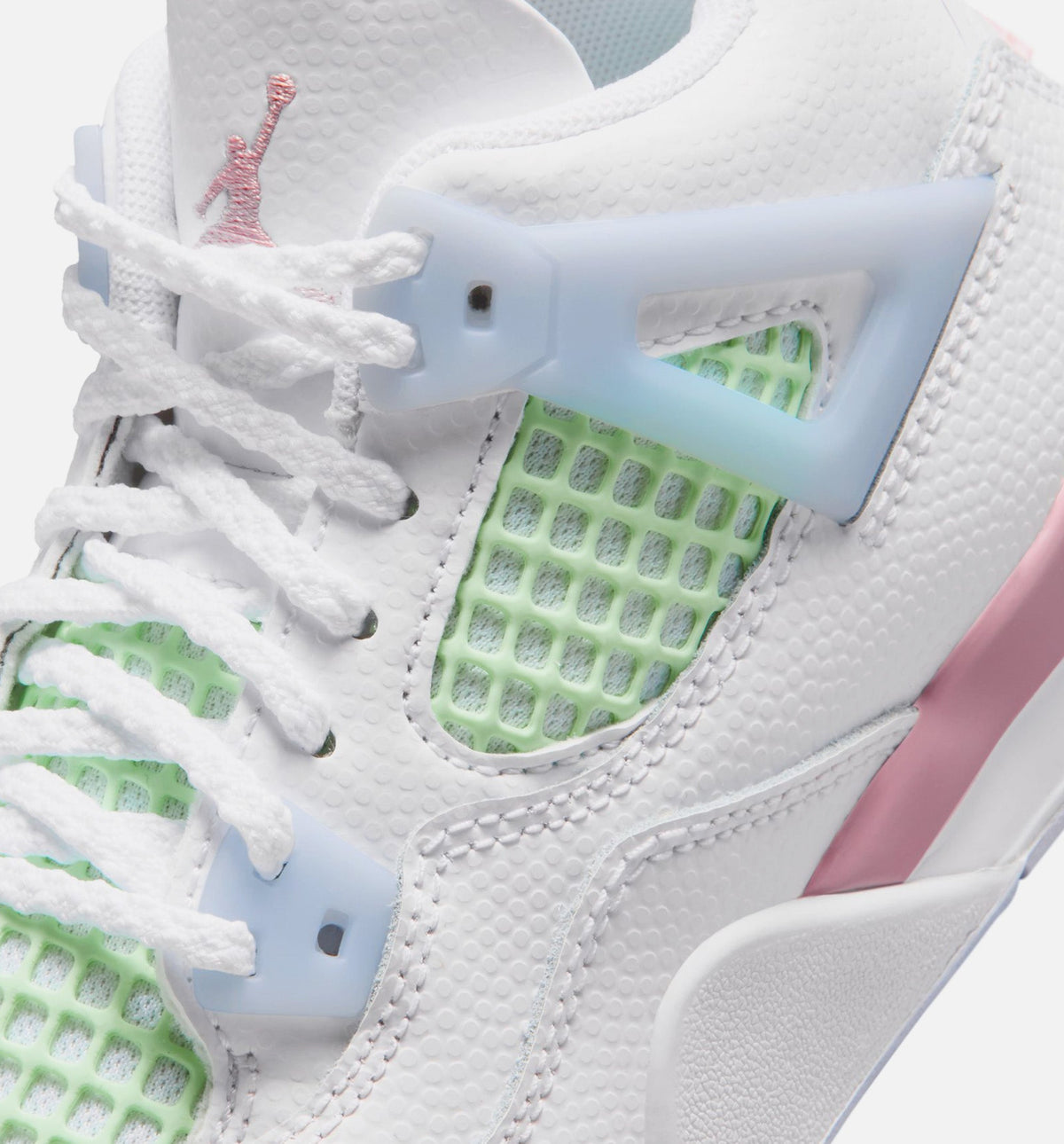 Air Jordan 4 Retro Medium Soft Pink Preschool Lifestyle Shoes - White/Soft Pink/Light Blue