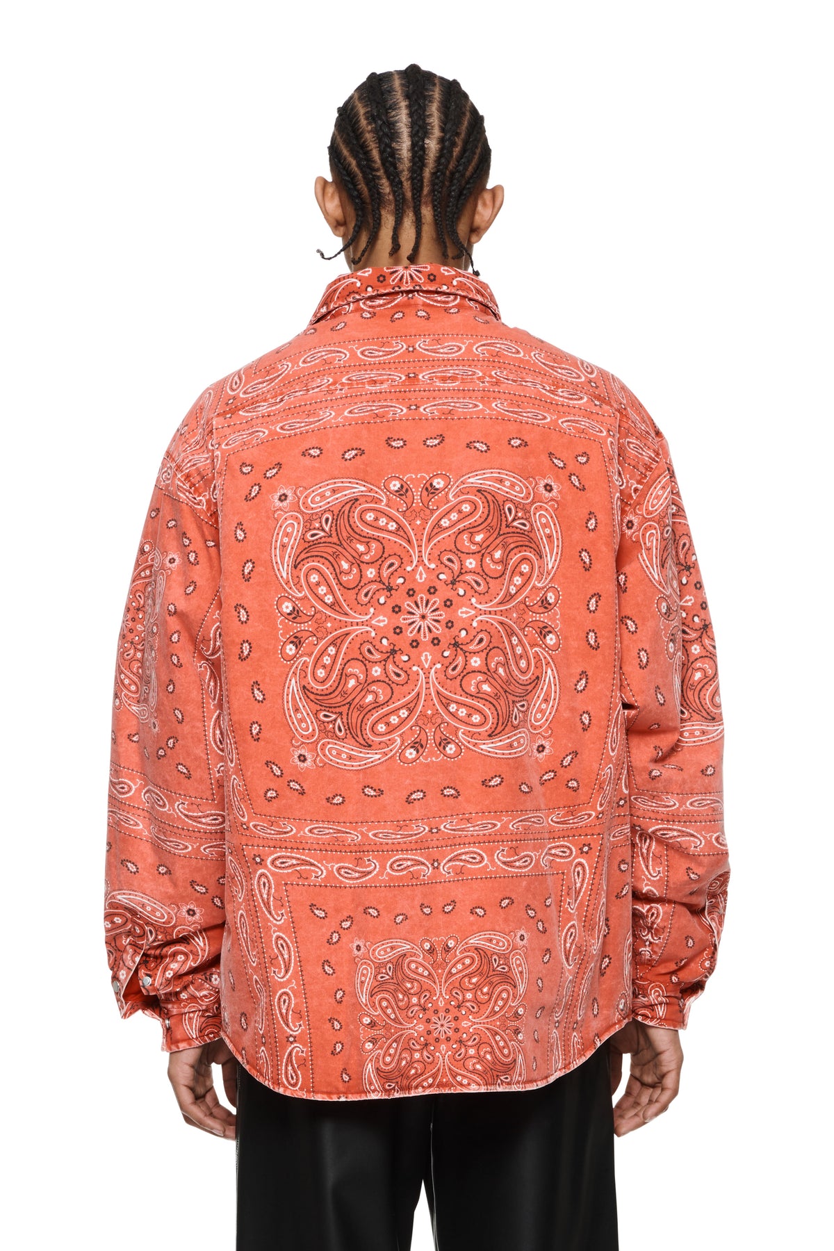 PADDED QUILT LINED BANDANA SHIRT - Red
