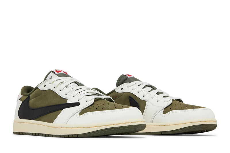 Travis Scott x Air Jordan 1 Low OG SP 'Reverse Olive' – Medium Olive & Sail Cactus Jack Low with Reversed Swoosh