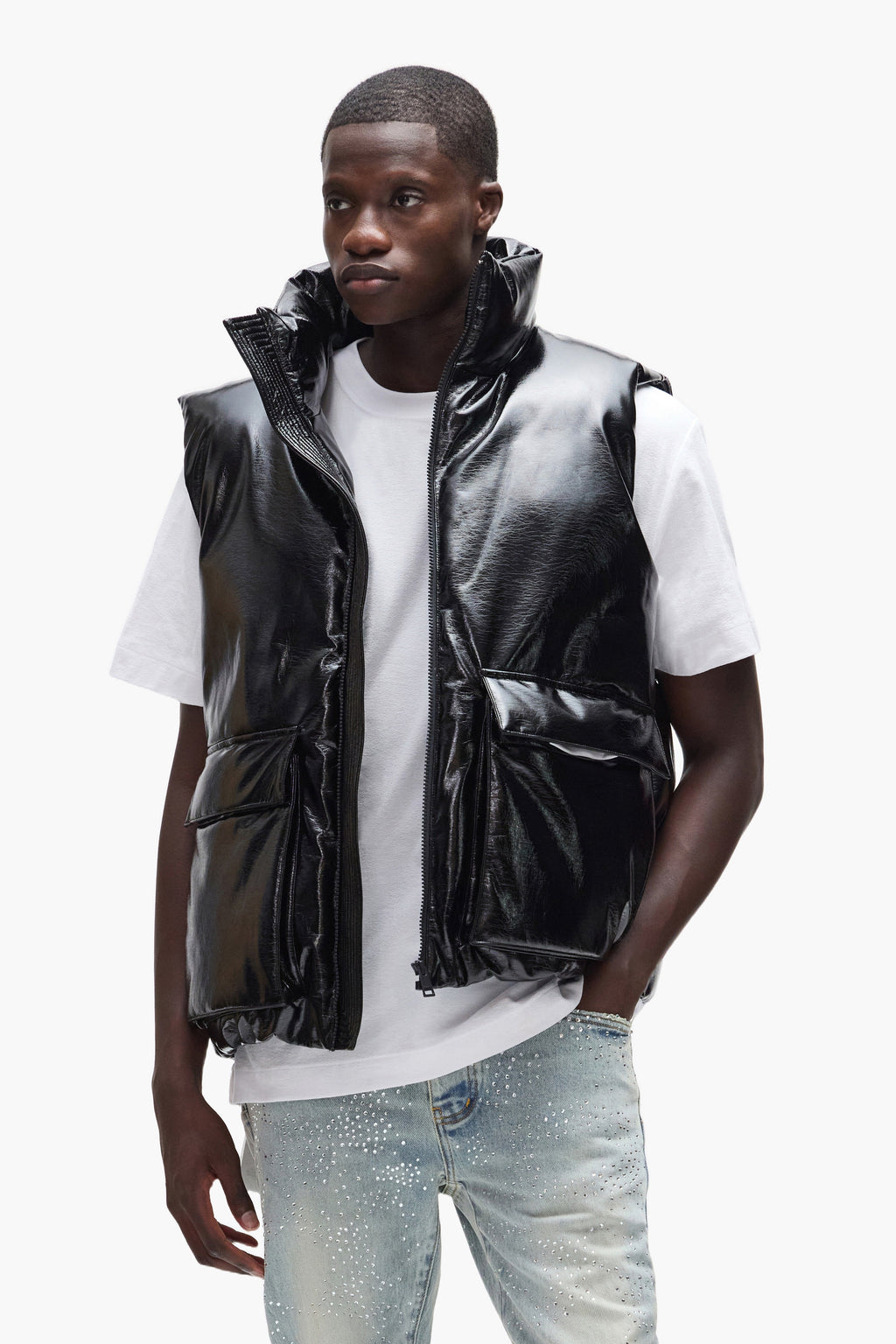 Leather Puffer Vest